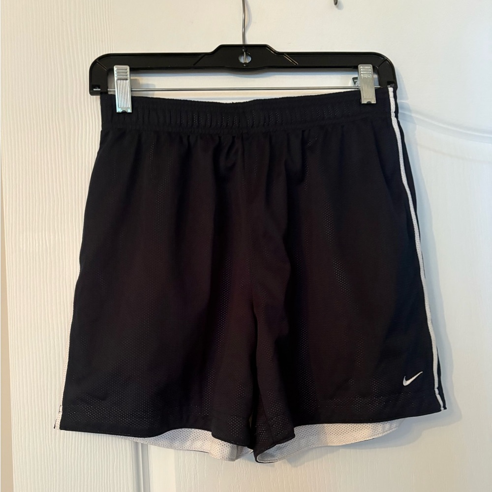 Nike Women's Black Athletic Mesh Shorts with White Side Stripe Accent